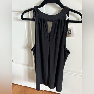 Anne Klein Black Keyhole Blouse